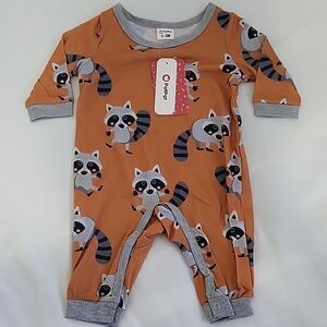 PatPat Orange and Gray Raccoon Footie